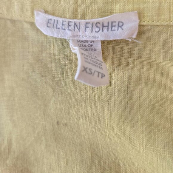 Eileen Fisher Linen Button Up Tunic Soft Yellow - Picture 3 of 4